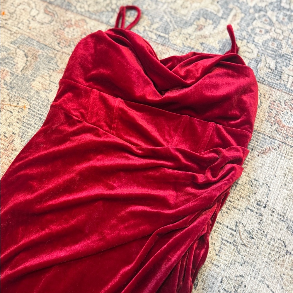 Elegant Red Velvet Dress